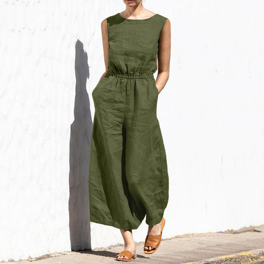 mouwloze loungekleding temperament jumpsuit
