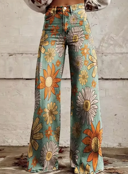 Wijde broek met kleurrijke print