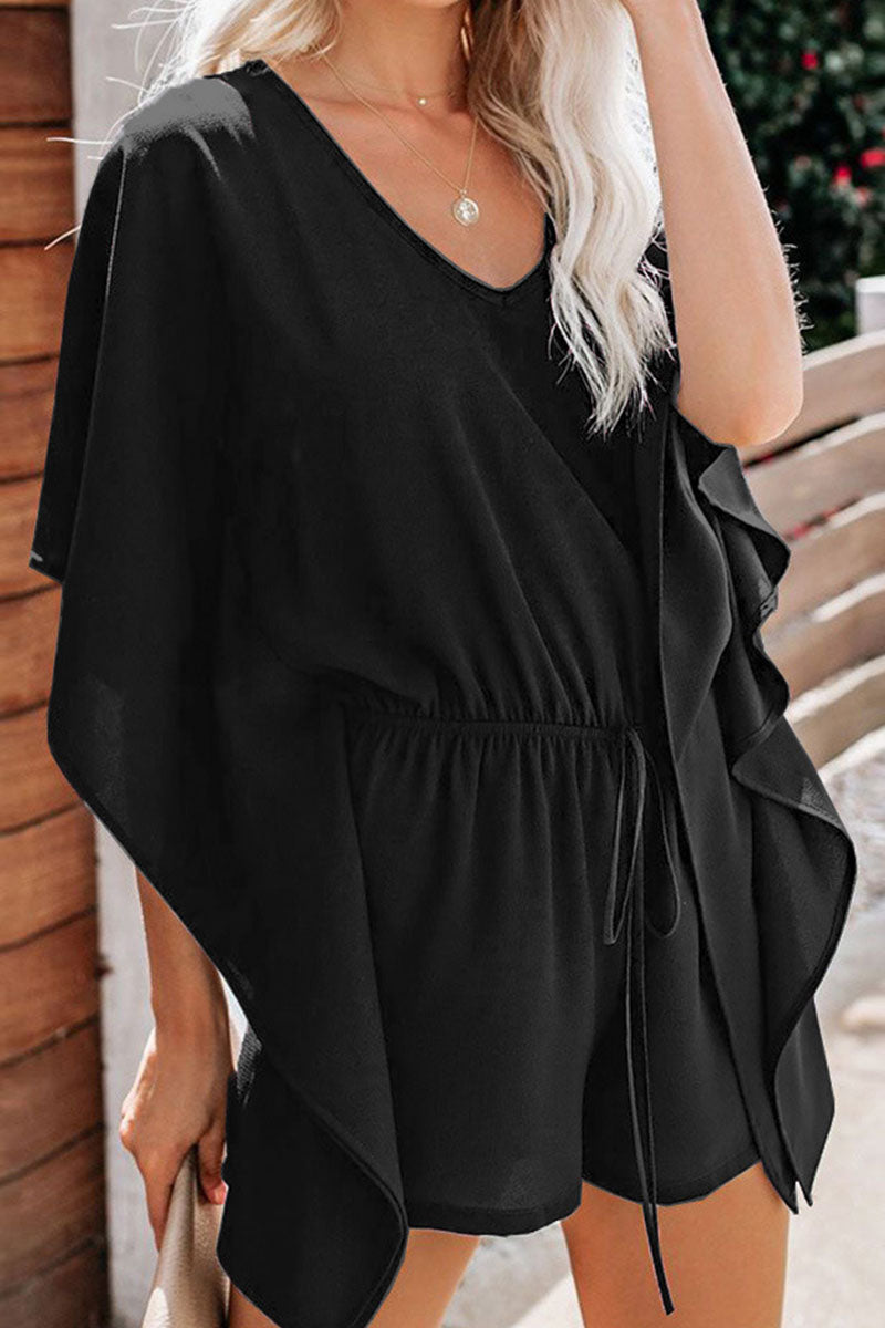 Fashion-solid-frill-in-neck losse jumpsuits (5 kleuren)