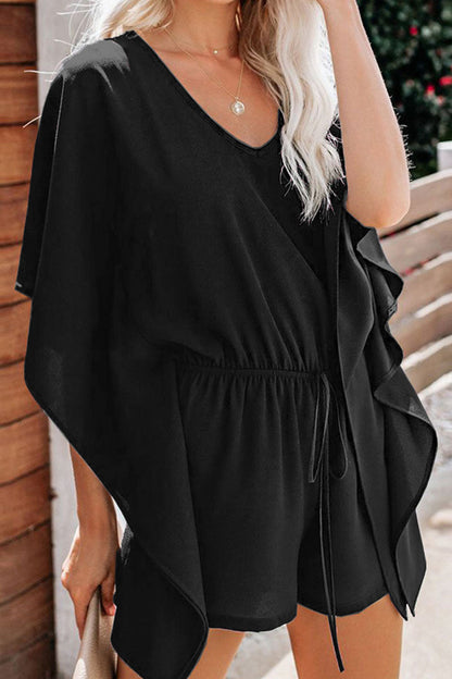 Fashion-solid-frill-in-neck losse jumpsuits (5 kleuren)