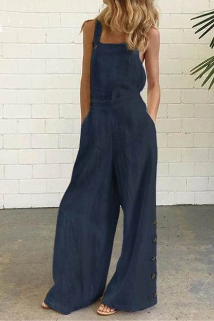 Casual jumpsuits met vaste knopen en vierkante kraag (5 kleuren)