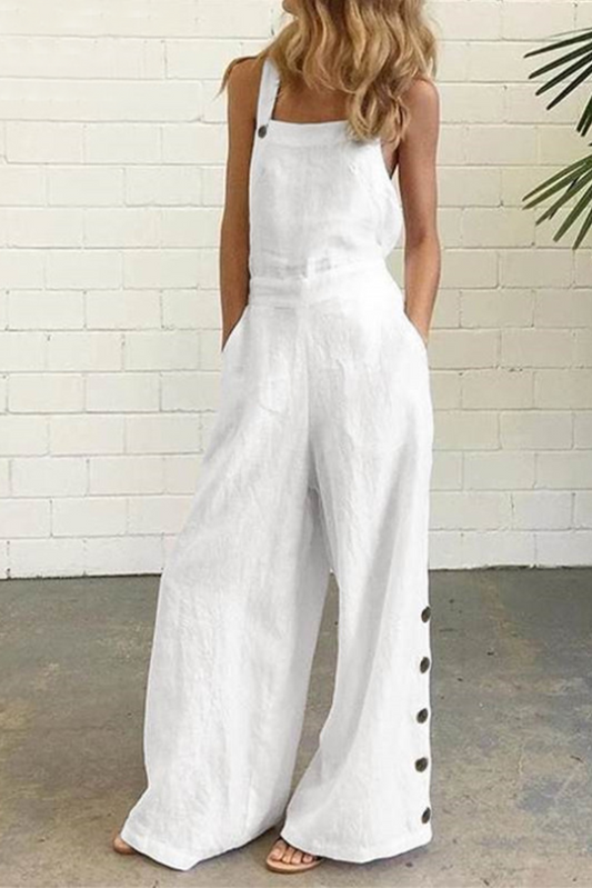 Casual jumpsuits met vaste knopen en vierkante kraag (5 kleuren)