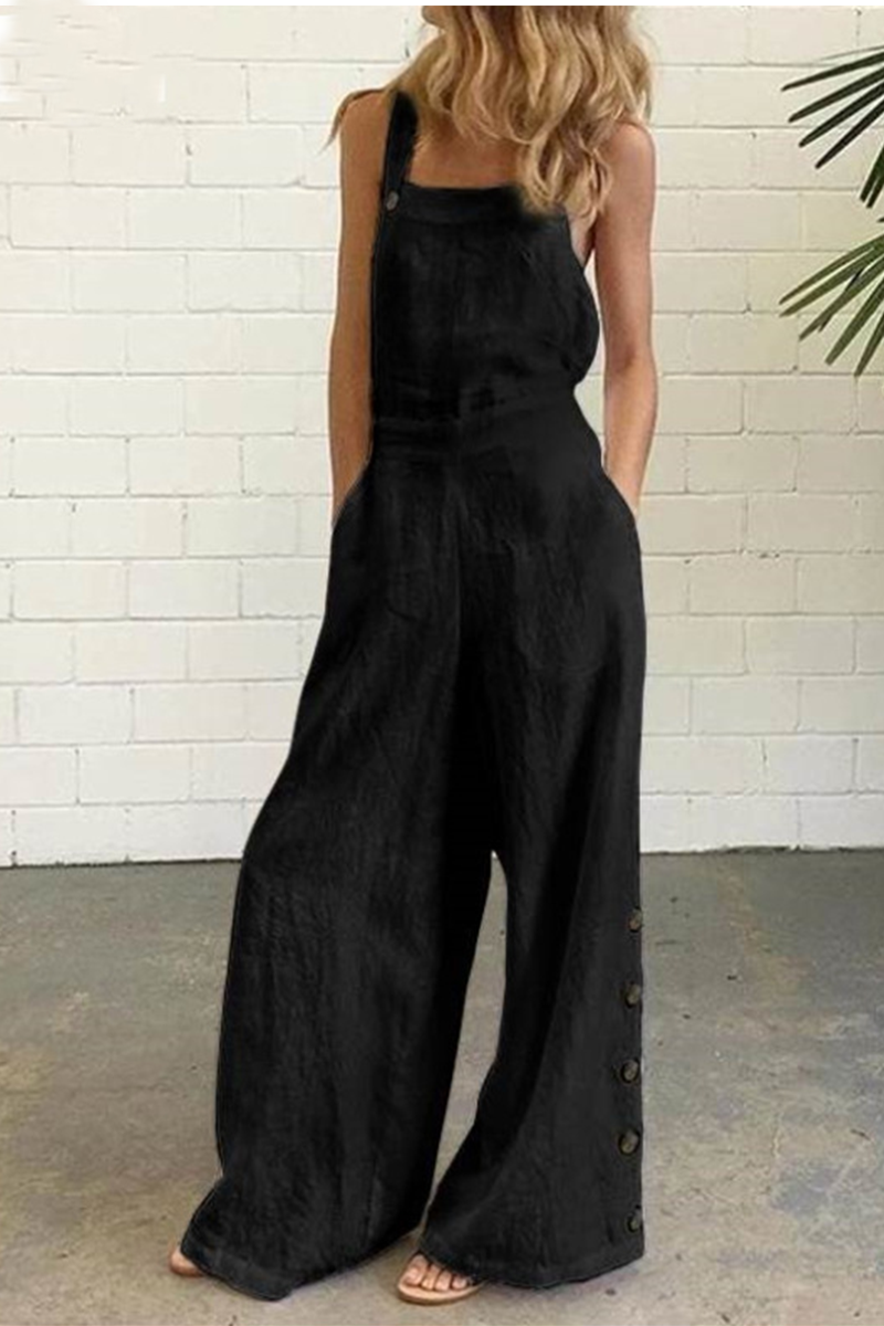 Casual jumpsuits met vaste knopen en vierkante kraag (5 kleuren)