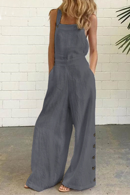 Casual jumpsuits met vaste knopen en vierkante kraag (5 kleuren)