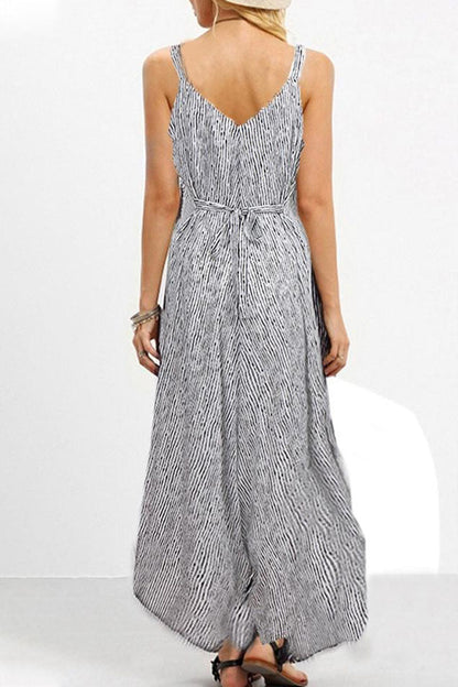 Fashion casual gestreepte losvallende jumpsuits met spaghettibandjes