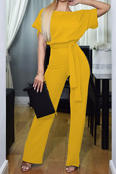Casual elegant monochroom geruite jumpsuits met platte voorkant (6 kleuren)