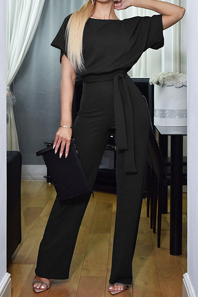 Casual elegant monochroom geruite jumpsuits met platte voorkant (6 kleuren)