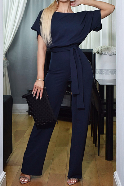 Casual elegant monochroom geruite jumpsuits met platte voorkant (6 kleuren)