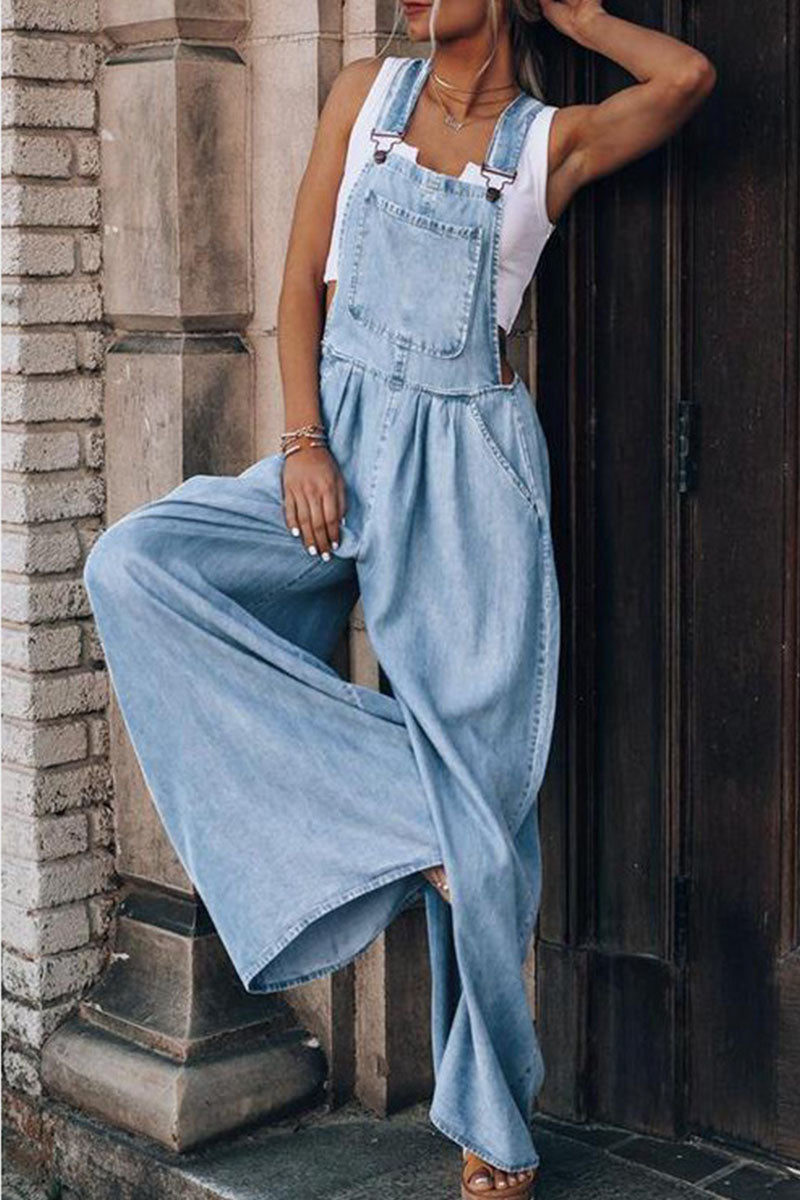 Fashion casual chunky zak met spaghettibandjes losse jumpsuit (4 kleuren)