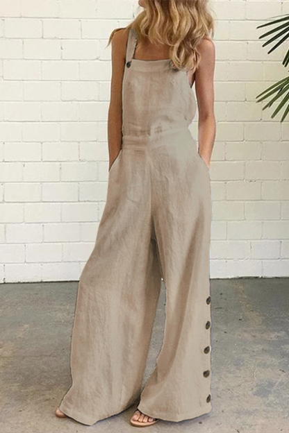 Casual jumpsuits met vaste knopen en vierkante kraag (5 kleuren)