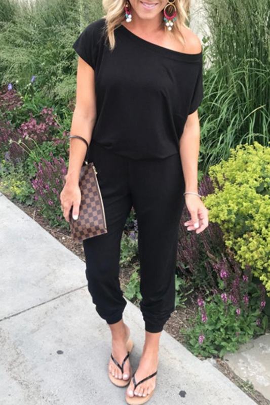 Solid Patchwork Basic Bias Collar Jumpsuits (6 kleuren)