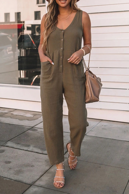 Casual soepel vallende jumpsuits met een platte U-hals