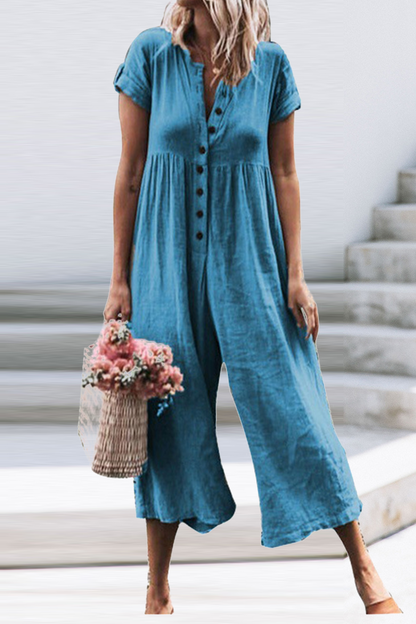 Fashion Casual gladde rechte o-hals jumpsuits (5 kleuren)