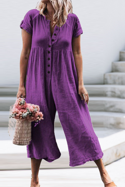 Fashion Casual gladde rechte o-hals jumpsuits (5 kleuren)