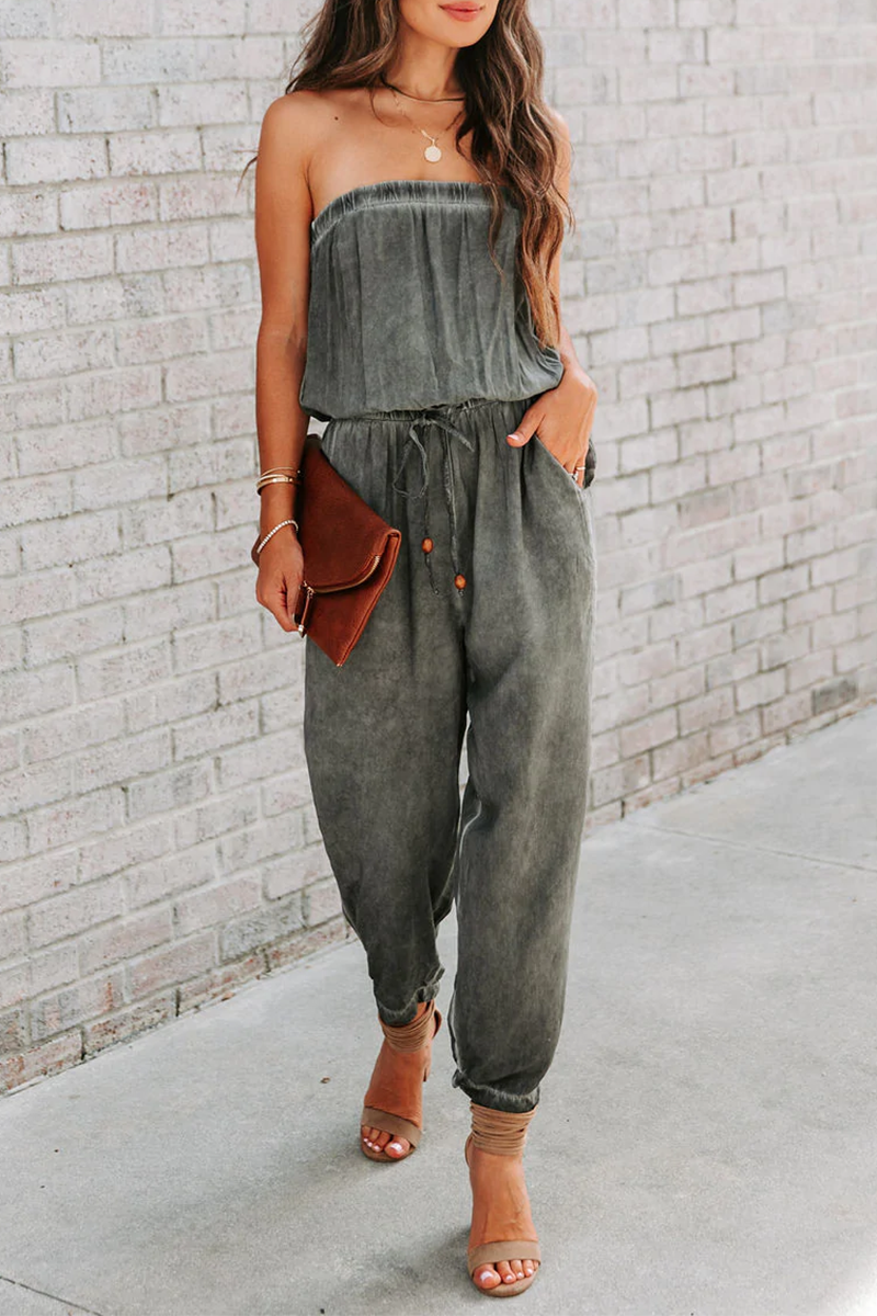 effen Harlan één schouder jumpsuit met patchwork