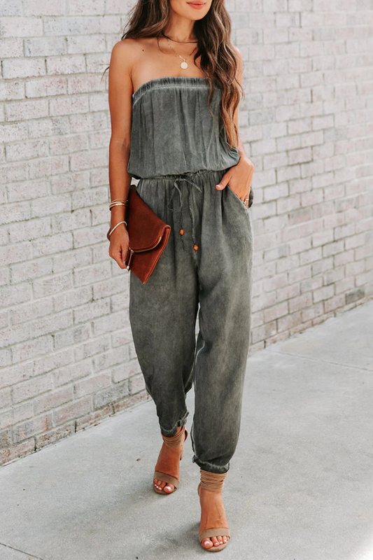 effen Harlan één schouder jumpsuit met patchwork