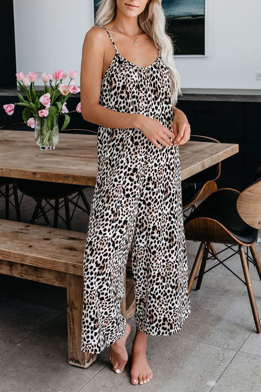 Casual Patchwork Tie-dye Spaghetti Strap Straight Jumpsuits (10 kleuren)