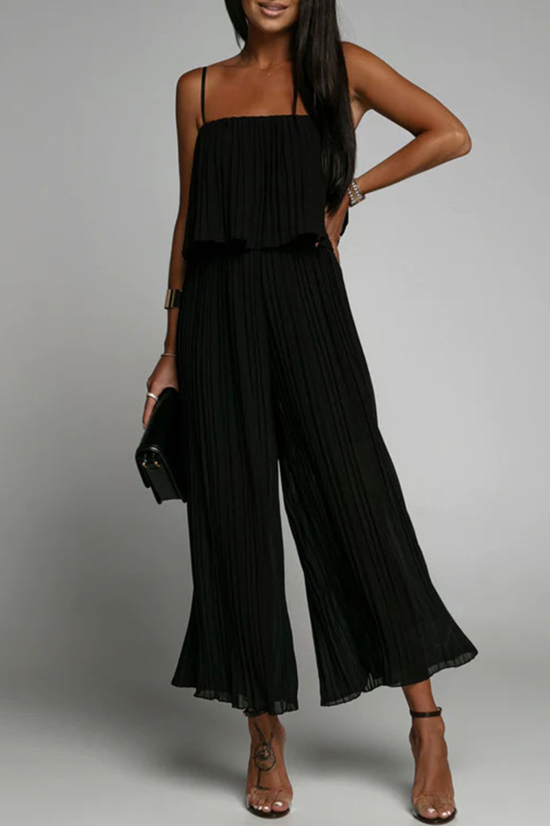 Casual eenvoud, stevige plooien, losse strapless jumpsuits (3 kleuren)