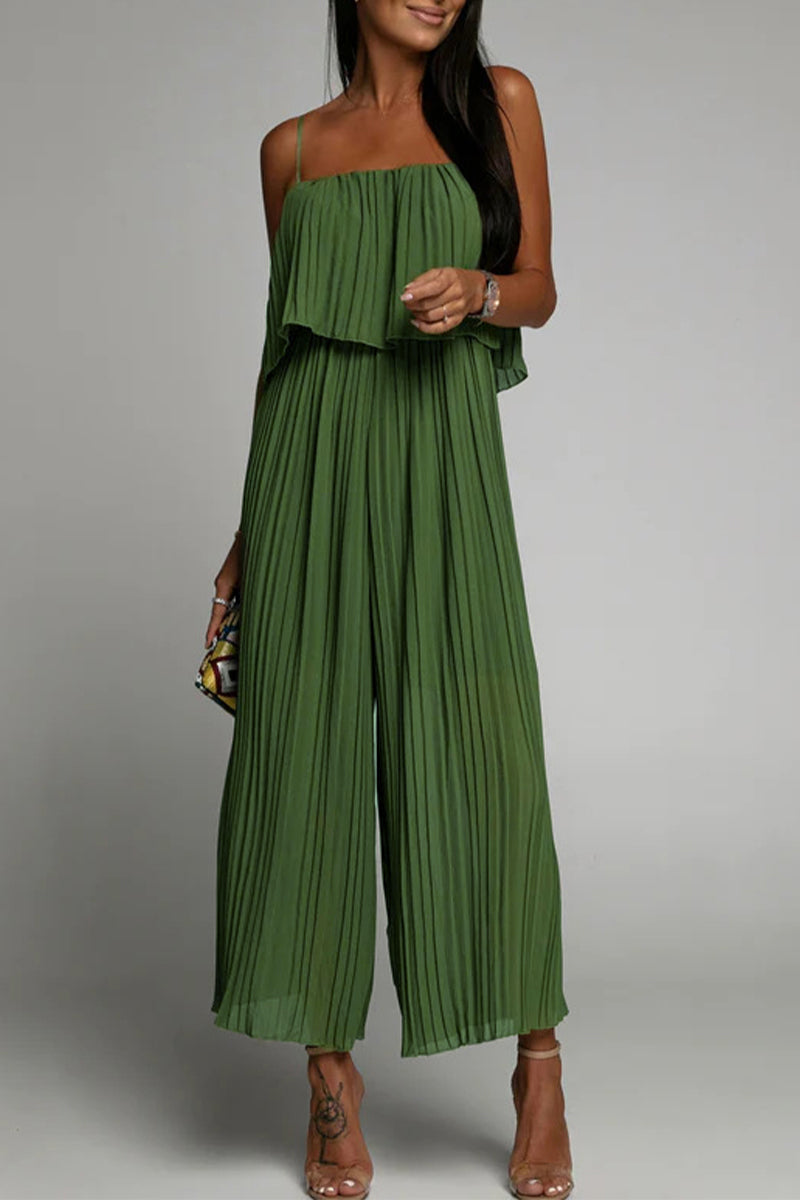 Casual eenvoud, stevige plooien, losse strapless jumpsuits (3 kleuren)