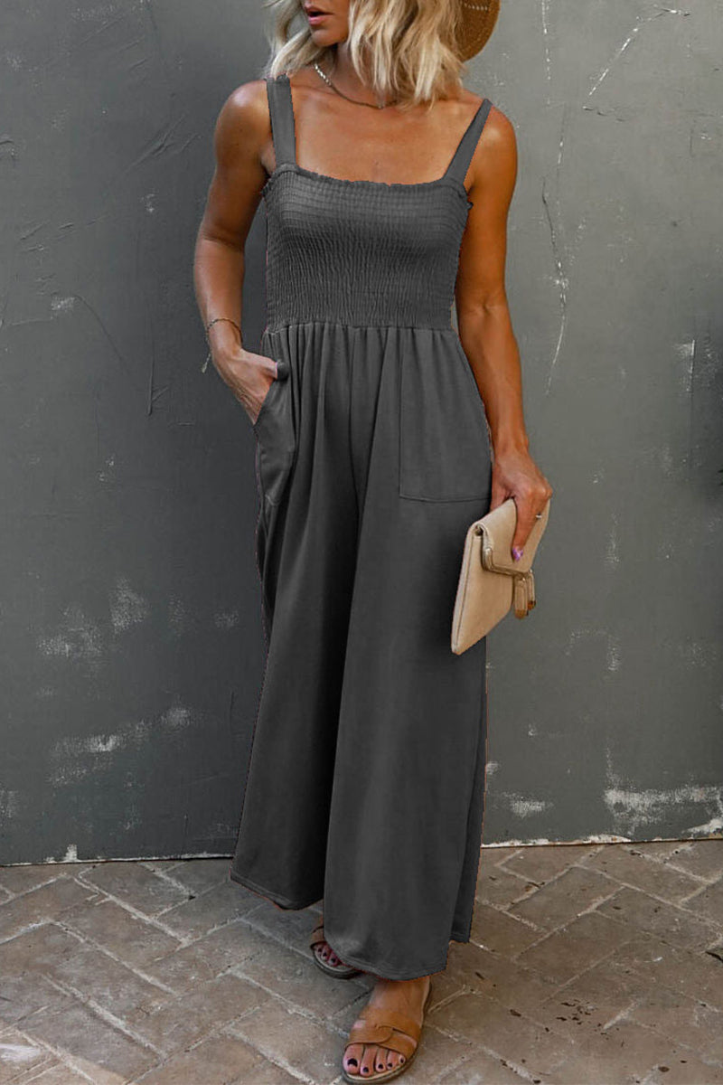 Casual Solid Patchwork Vierkante Kraag Losse Jumpsuits (6 kleuren)