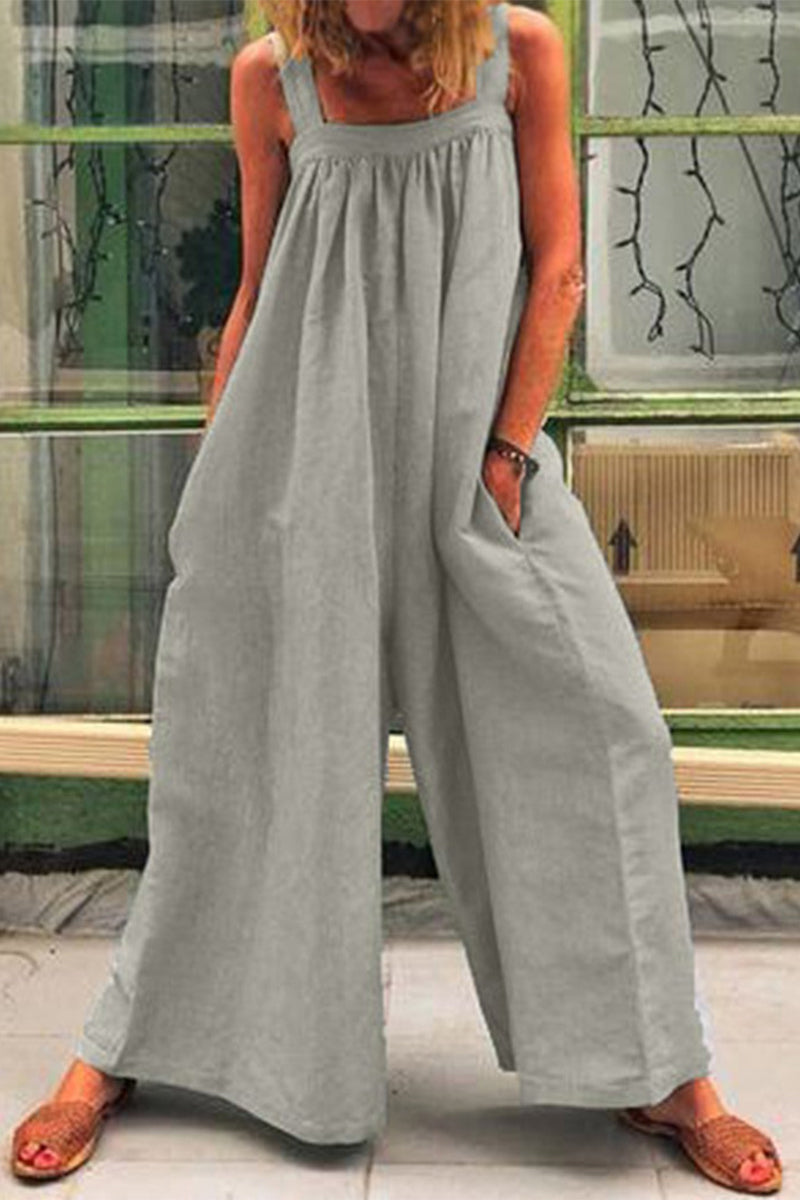Casual jumpsuits voor elke dag met vaste vierkante kraag (5 kleuren)