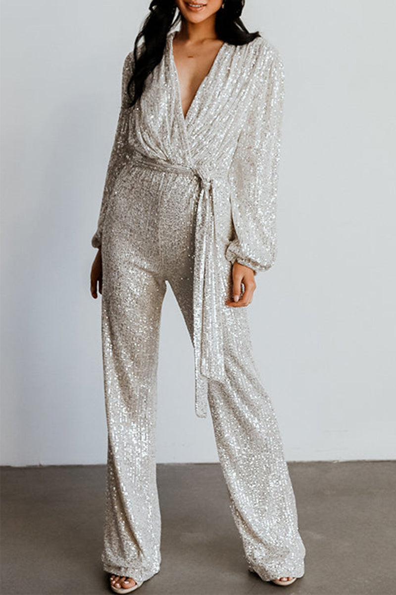 Casual Elegante effen kleur v-hals jumpsuits (3 kleuren)