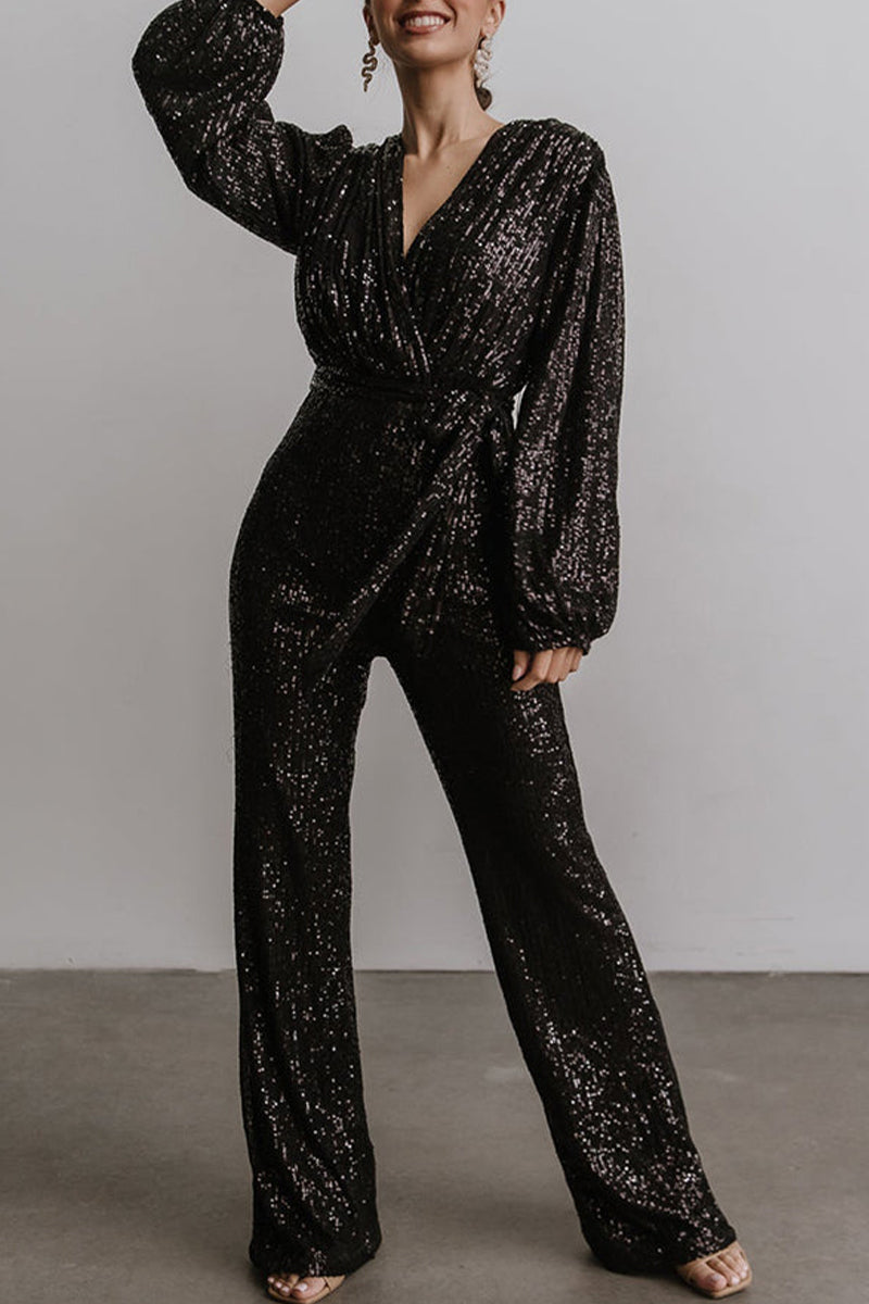 Casual Elegante effen kleur v-hals jumpsuits (3 kleuren)