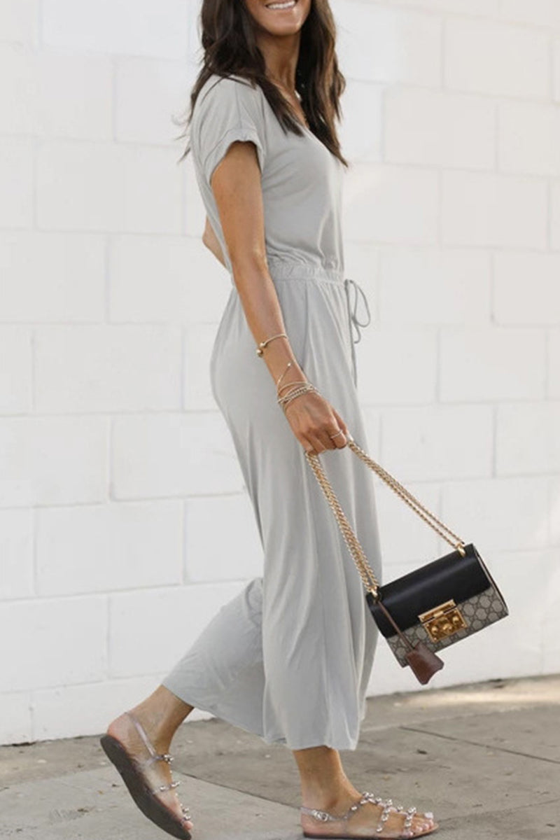 Casual Everyday Vaste Zak V Hals Jumpsuits