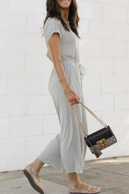 Casual Everyday Vaste Zak V Hals Jumpsuits