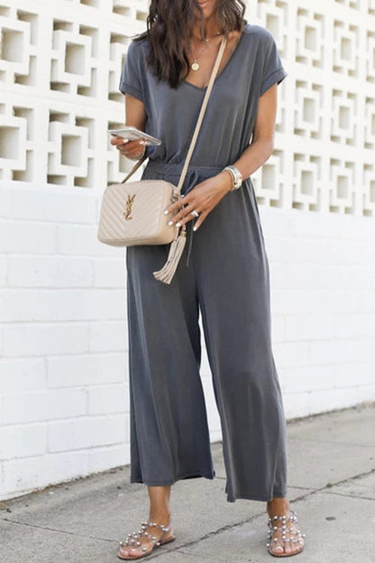 Casual Everyday Vaste Zak V Hals Jumpsuits