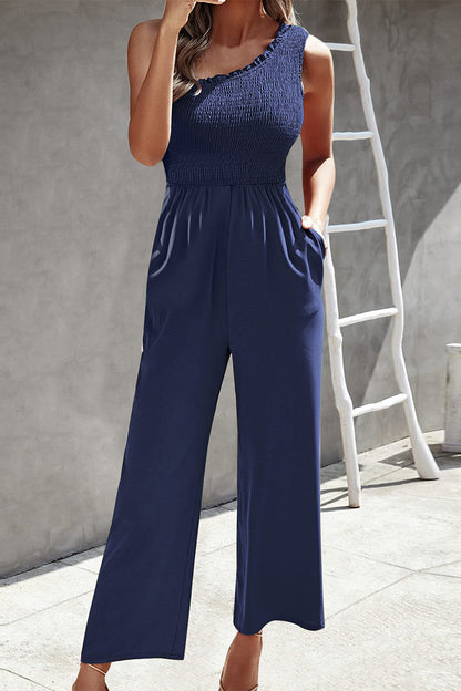 Casual Print Patchwork Zak Bias Kraag Losse Jumpsuits met patchwork print.