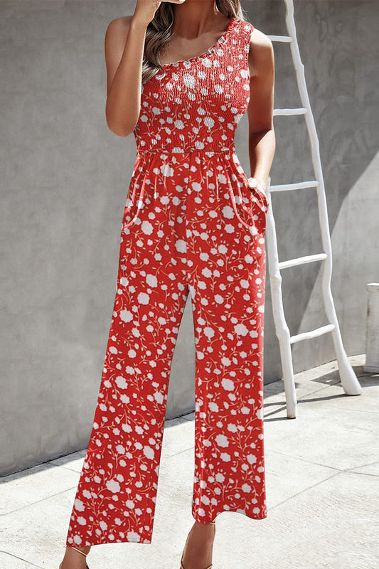 Casual Print Patchwork Zak Bias Kraag Losse Jumpsuits met patchwork print.