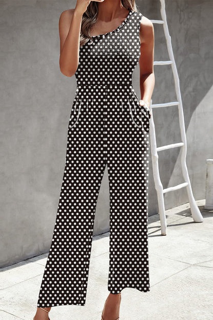 Casual Print Patchwork Zak Bias Kraag Losse Jumpsuits met patchwork print.