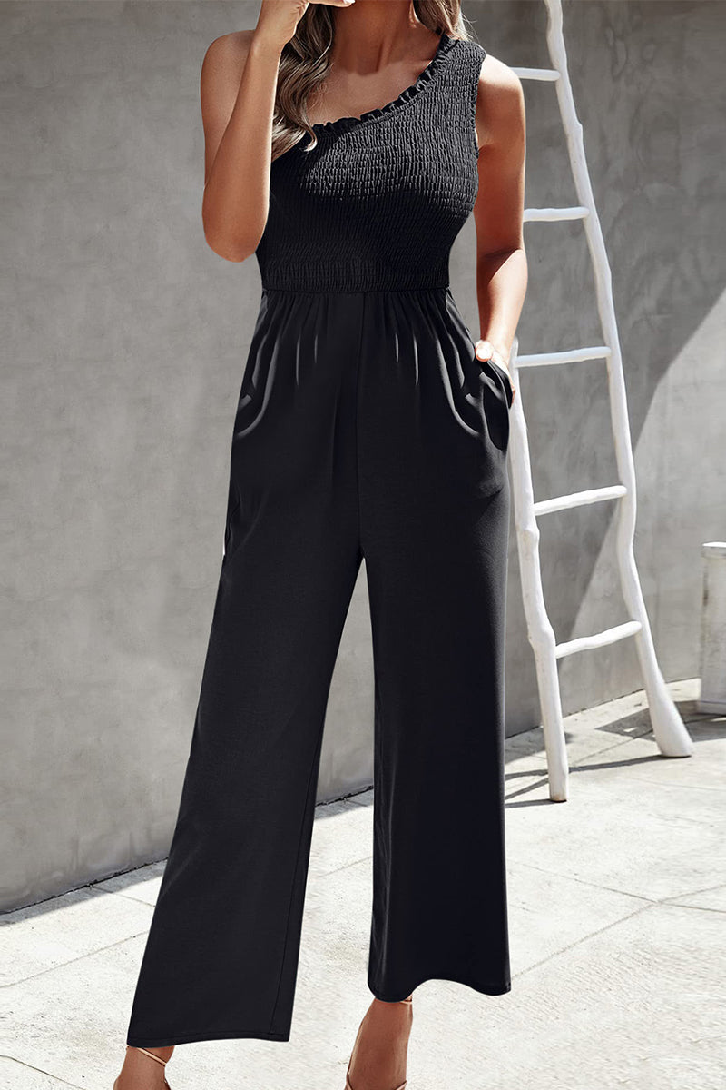 Casual Print Patchwork Zak Bias Kraag Losse Jumpsuits met patchwork print.