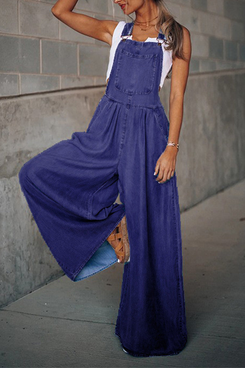 Fashion casual chunky zak met spaghettibandjes losse jumpsuit (4 kleuren)