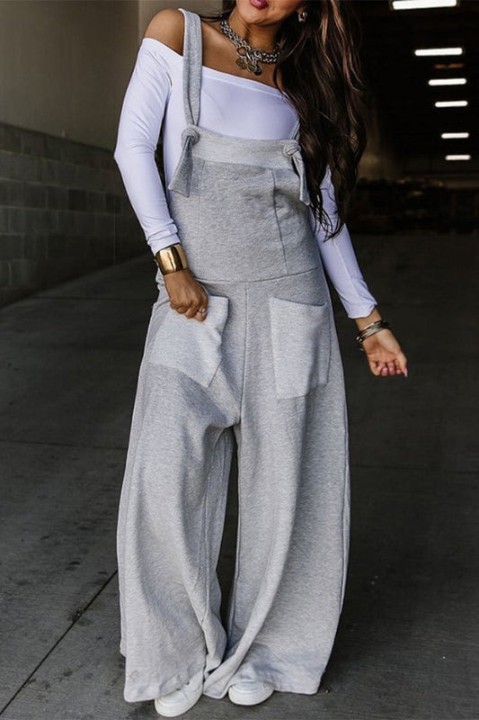 Casual jumpsuit in één kleur met zakken en losse pasvorm (6 kleuren)