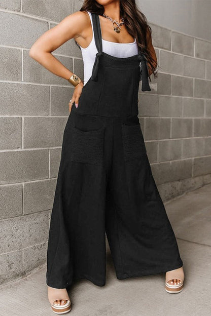 Casual jumpsuit in één kleur met zakken en losse pasvorm (6 kleuren)
