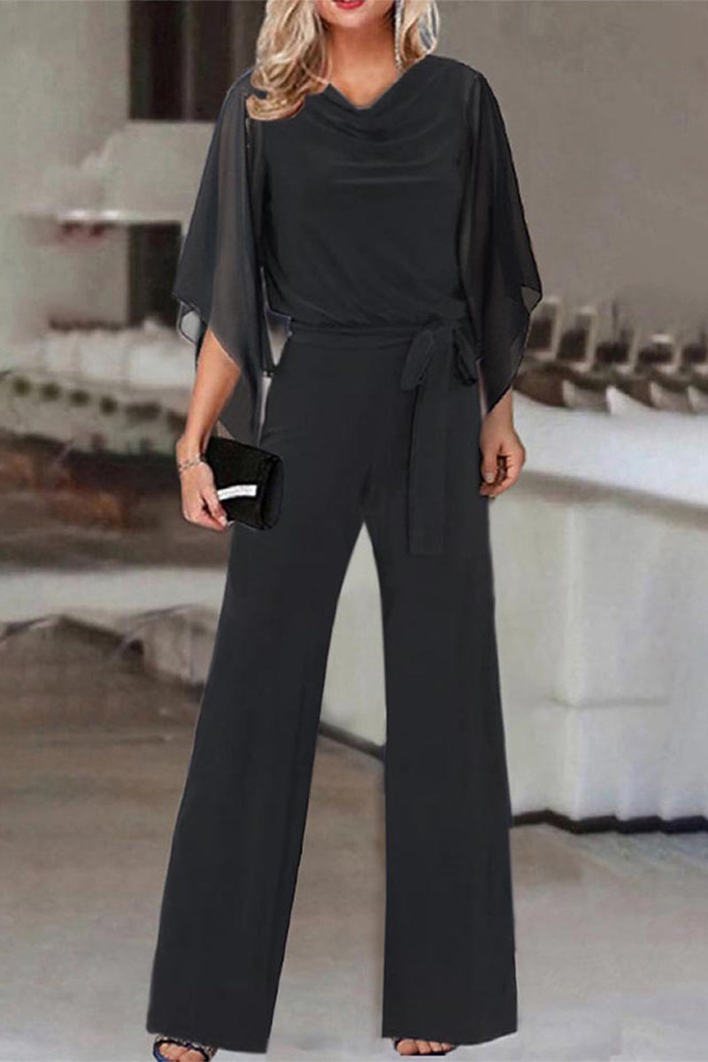 effen bandeau met asymmetrische boord rechte jumpsuits (4 kleuren)