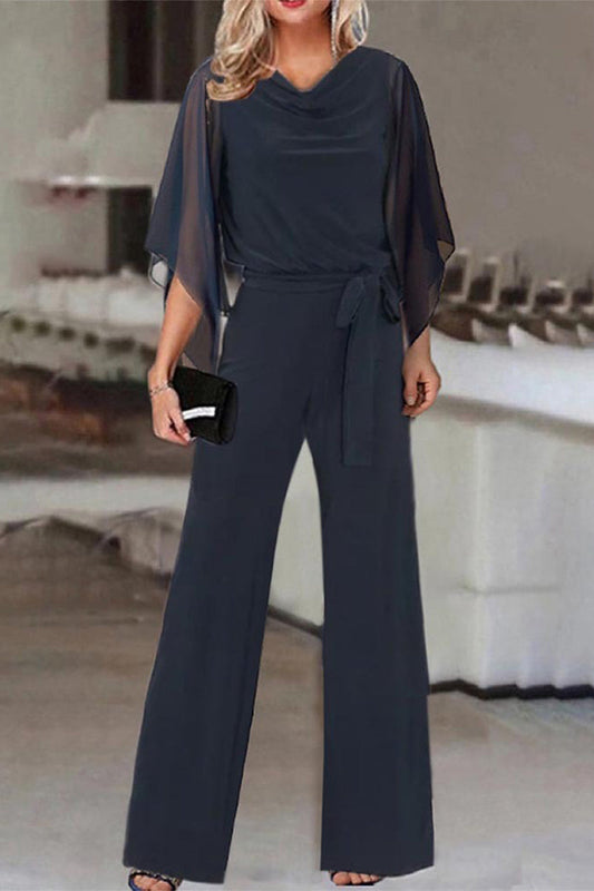 effen bandeau met asymmetrische boord rechte jumpsuits (4 kleuren)