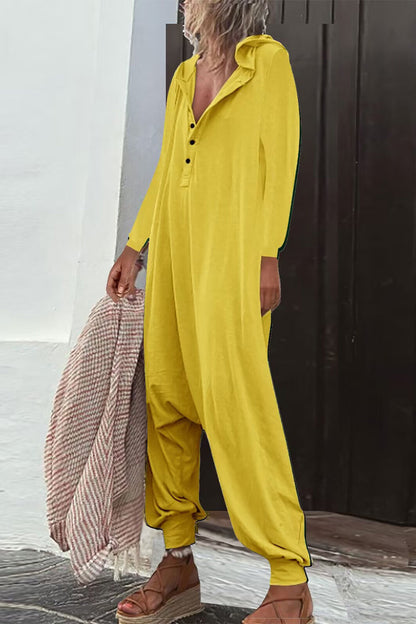 Casual Effen Knopen Kraag Los Jumpsuits (8 kleuren)