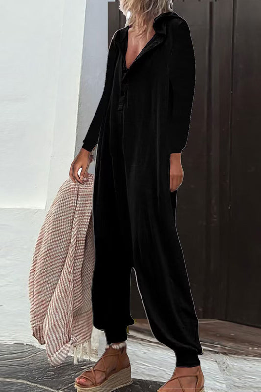 Casual Effen Knopen Kraag Los Jumpsuits (8 kleuren)