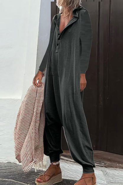 Casual Effen Knopen Kraag Los Jumpsuits (8 kleuren)