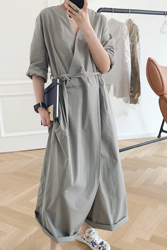 college jumpsuits met stevige kraag en losse V-hals