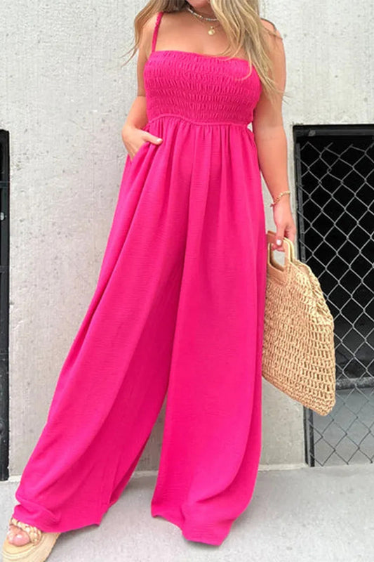 Simplicity Solid Pocket Collar Losse Jumpsuits (6 kleuren)