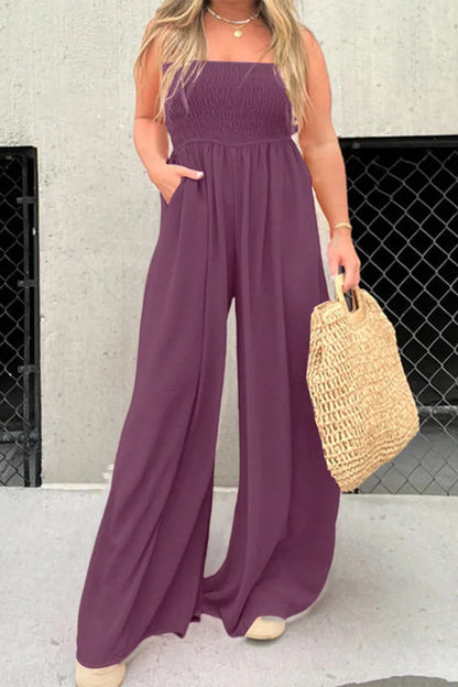 Simplicity Solid Pocket Collar Losse Jumpsuits (6 kleuren)