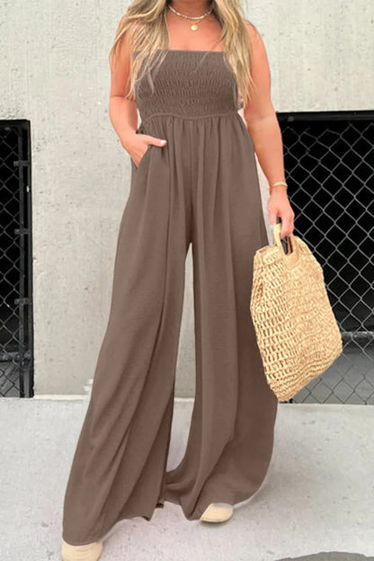 Simplicity Solid Pocket Collar Losse Jumpsuits (6 kleuren)