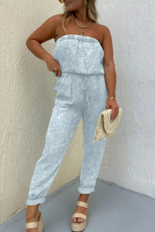 Casual-make-old-bag strapless regular jumpsuits