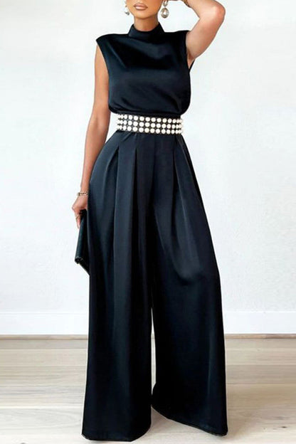 Casual Solid Patchwork-half-a-turtleneck regular jumpsuits (zonder ceintuur) (3 kleuren)