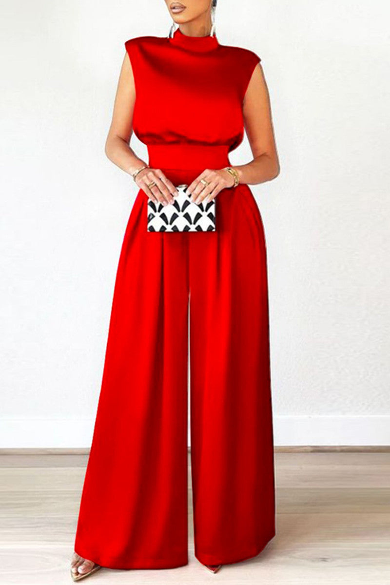 Casual Solid Patchwork-half-a-turtleneck regular jumpsuits (zonder ceintuur) (3 kleuren)
