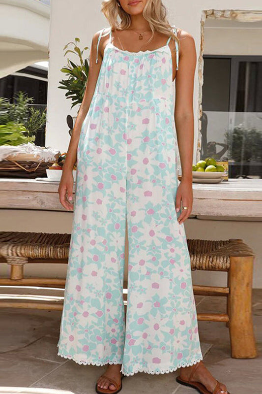 gebloemde rugloze U-loose jumpsuits